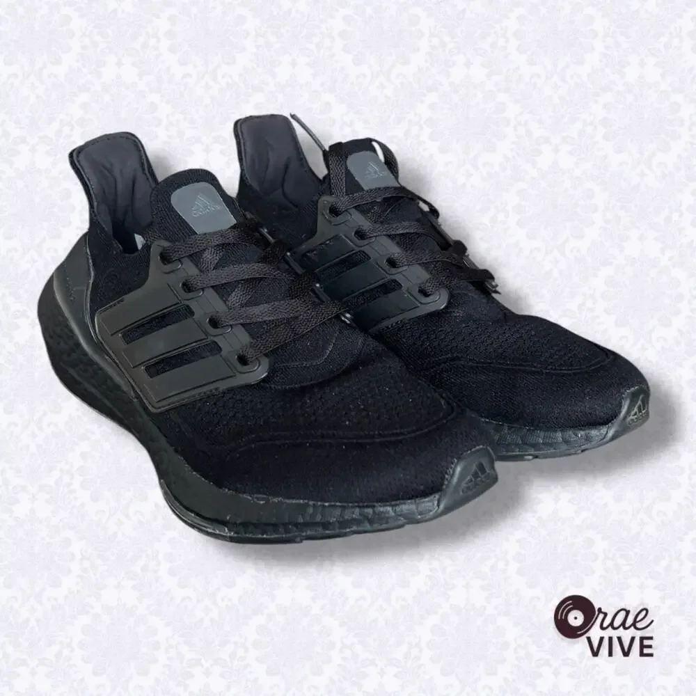Adidas UltraBoost 21 All Black Triple Black Womens 8.5 Running Shoes